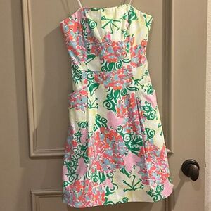 Lilly PULITZER SUN DRESS Strapless Blossom RESORT Mariposa Floral 0 Small SUMMER